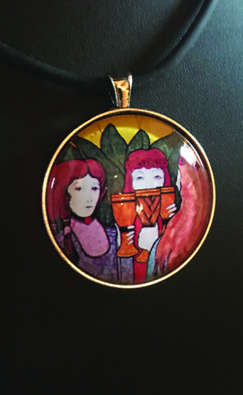 my inner witch | Aquarian tarot three of cups tarot pendant art deco tarot jewellery