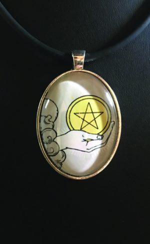 my inner witch | tarot pendant ace of pentacles jewellery centennial waite smith tarot wearble art spiritual and mystical symbols