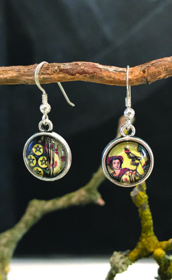 my inner witch | nine of pentacles earrings from the waite smith tarot deck