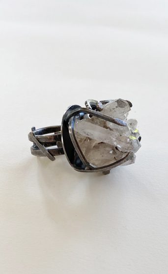 my inner witch caged silver and quartz cluster ring