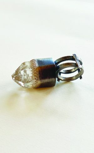 my inner witch Hand forged oxidised sterling silver and quartz crystal ring