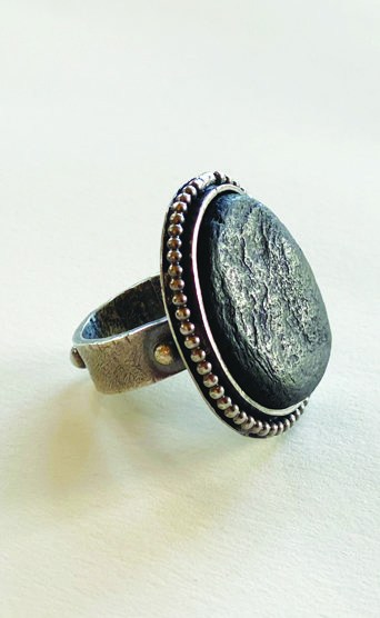 my inner witch studded sterling silver volcanic rock pebble ring